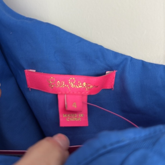 NWT - LILLY PULITZER Kipton One-Shoulder Romper Blue Pineapple print - Size 4 - Picture 4 of 5